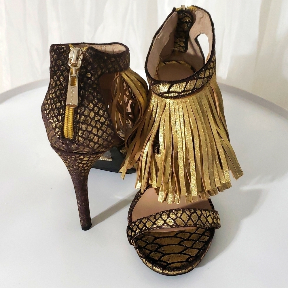 Bebe black and Gold Heels size 6 - Picture 2 of 10